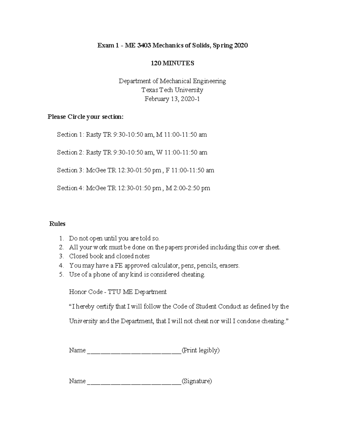 Exam 1 ME 3403 Mechanics of Solids - Spring 2020 - Studocu