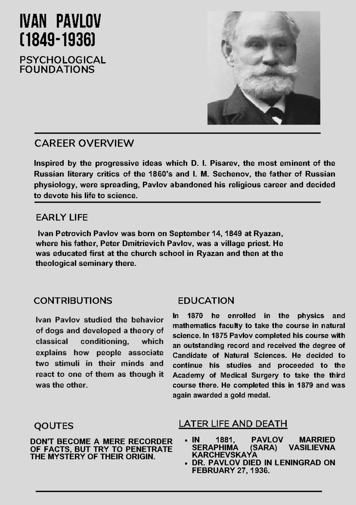 Pavlov's Contributions to Psychology: A Study Overview - Studocu