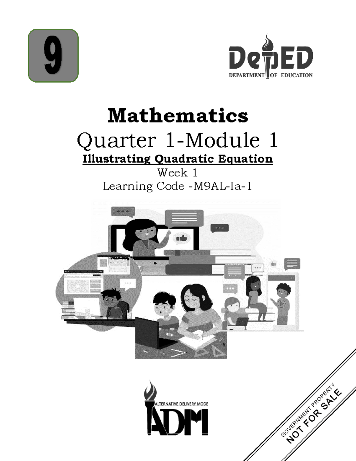 Mathematics G9 Q1 Module 1: Illustrating Quadratic Equations - Studocu
