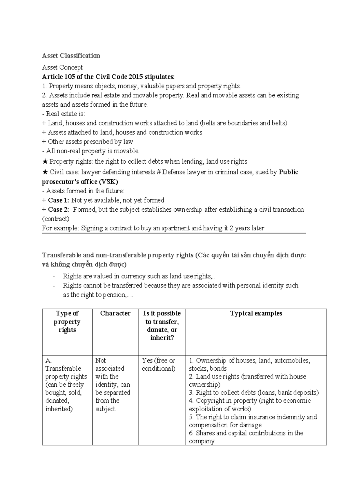 LDS 2 - Asset Classification and Property Rights Overview - Studocu