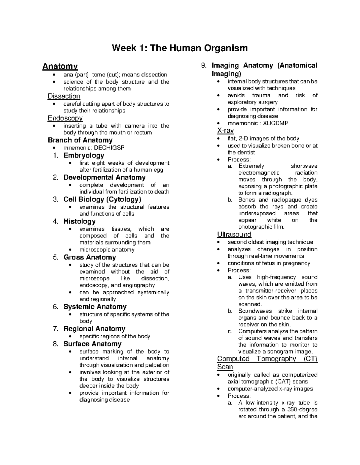 Anatomy & Physiology Overview: Week 1 Essentials (ANAT 101) - Studocu