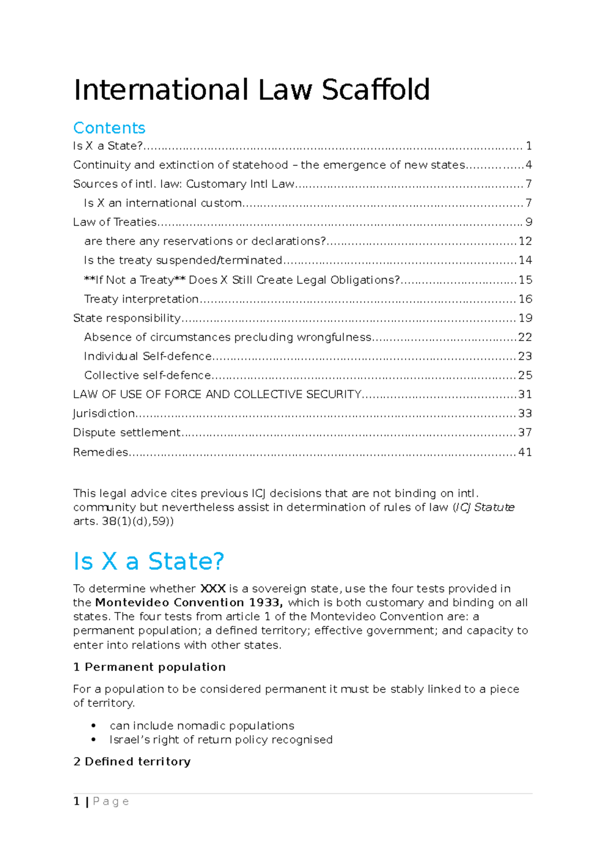 Final international law notes - International Law Scaffold Contents Is ...