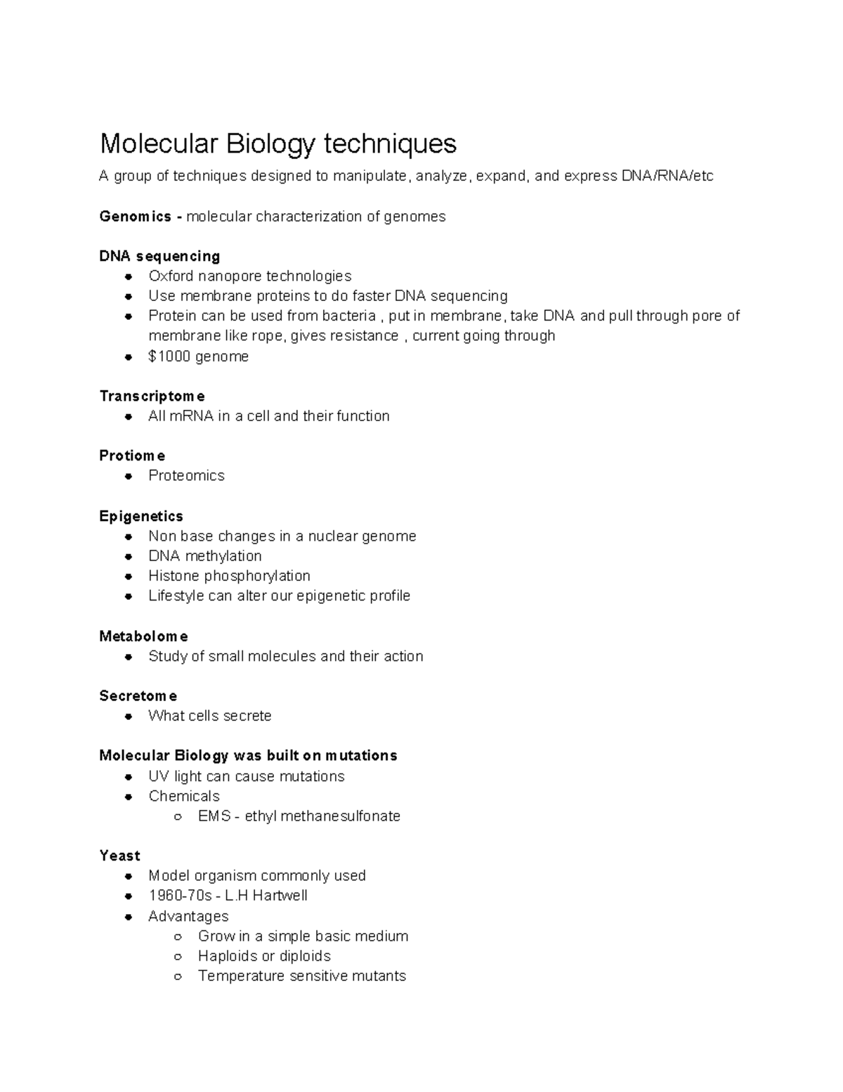Molecular Biology Techniques Overview for BIO 311 Exam 2 - Studocu