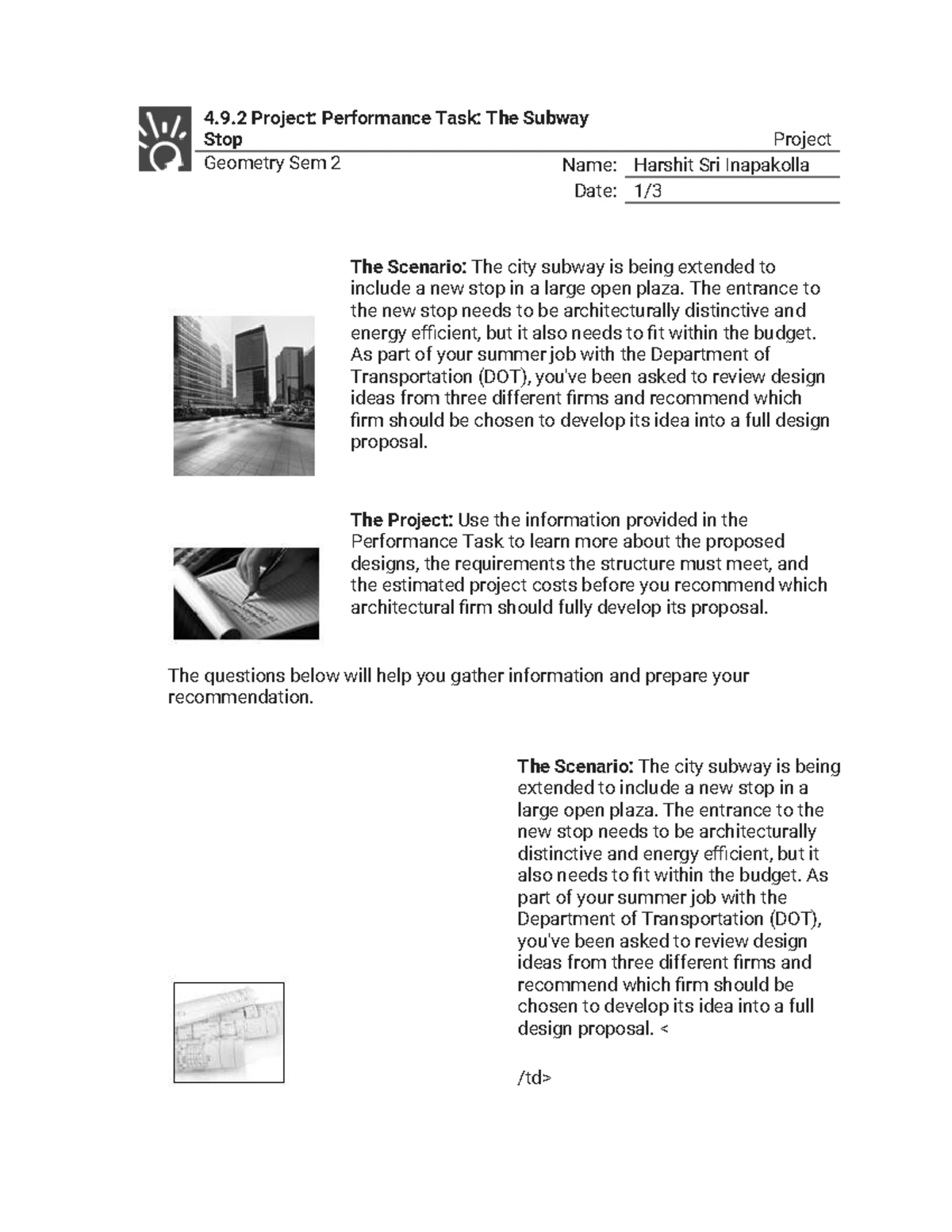 3.1.3 Practice - Constructing a Square in Geometry 3001003 Xv Su2h P24 ...