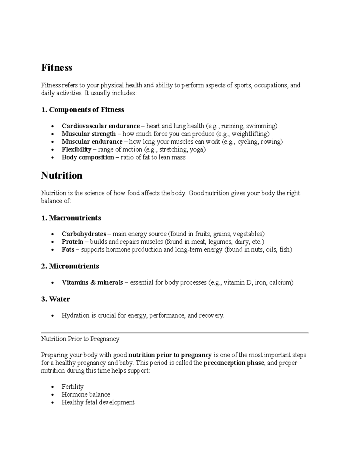 Nutrition Notes: Sessions 10-14 on Fitness & Health - Studocu