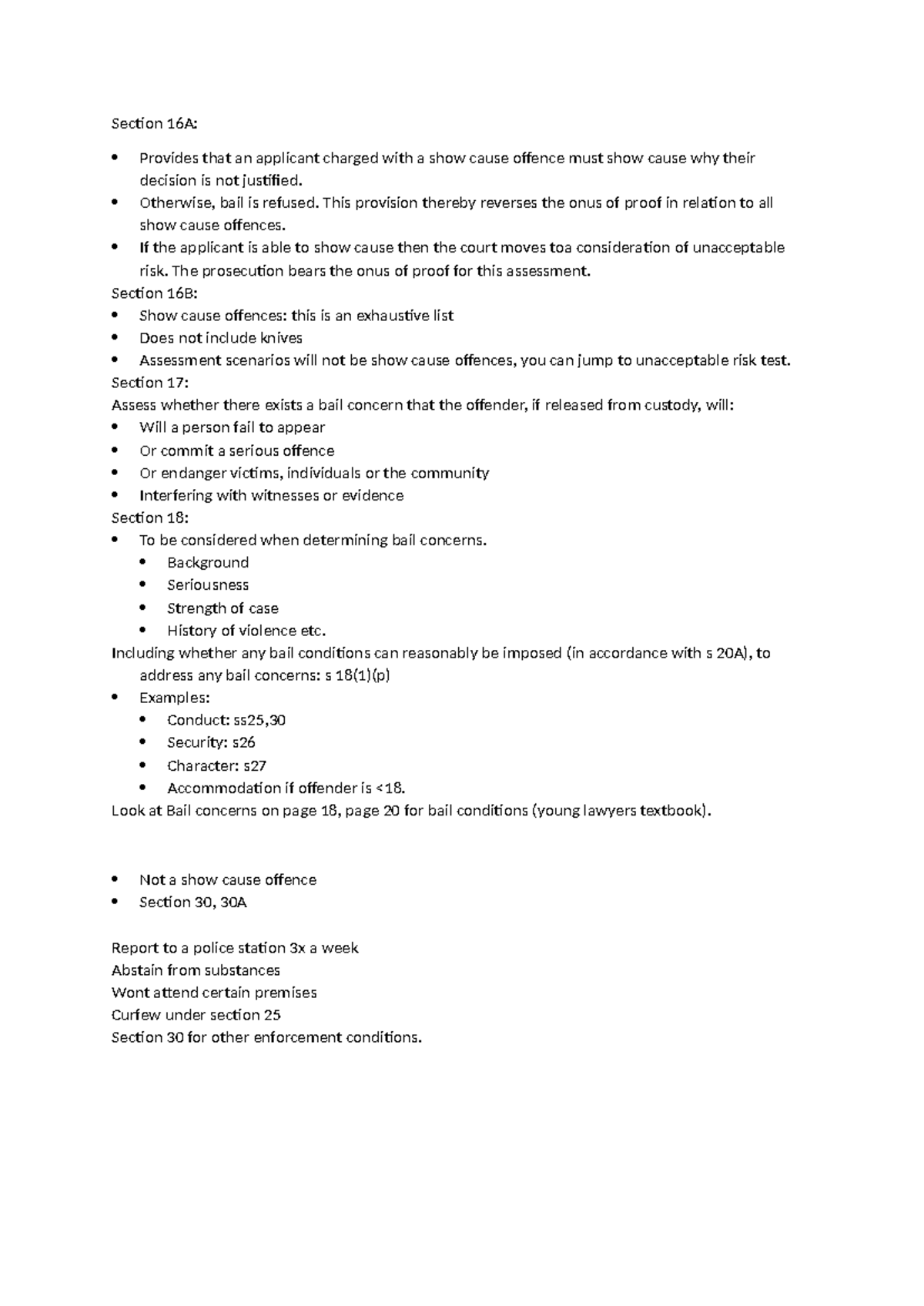 Bail Notes: Understanding Sections 16A-18 and Show Cause Offences - Studocu