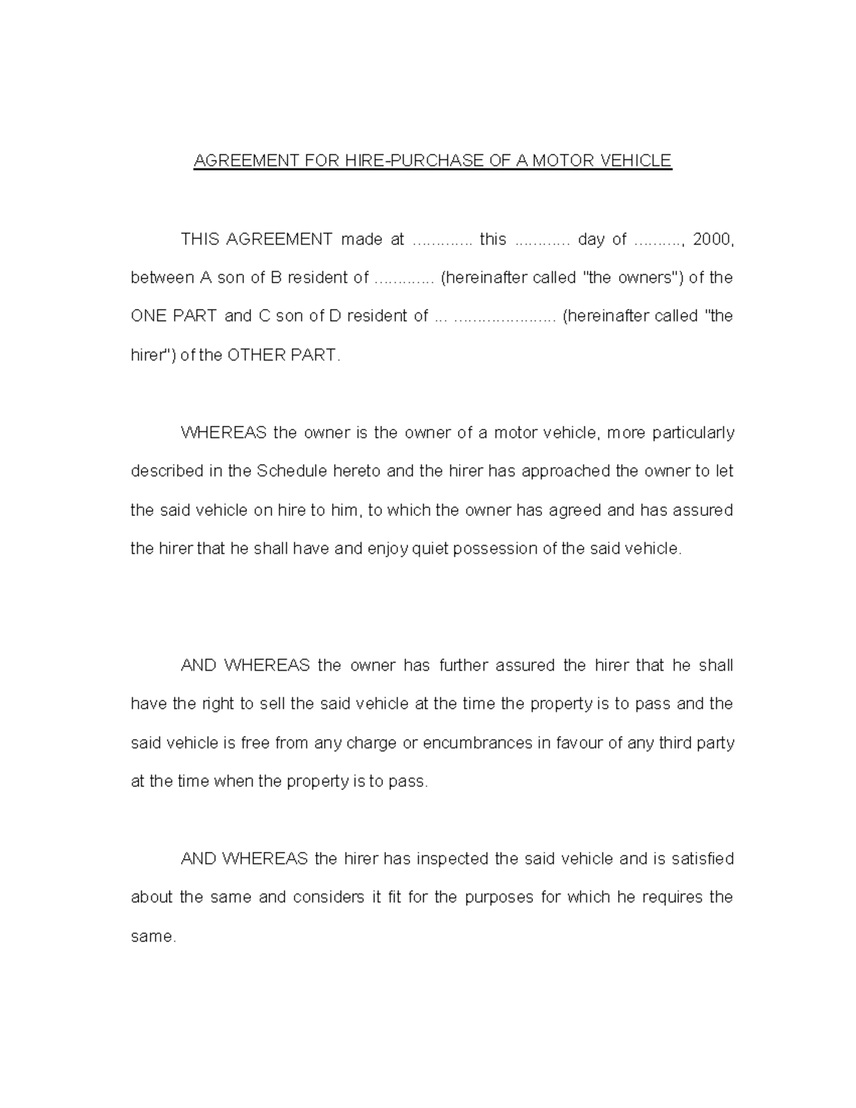 Image 7 for Hire Purchase Agreement Template