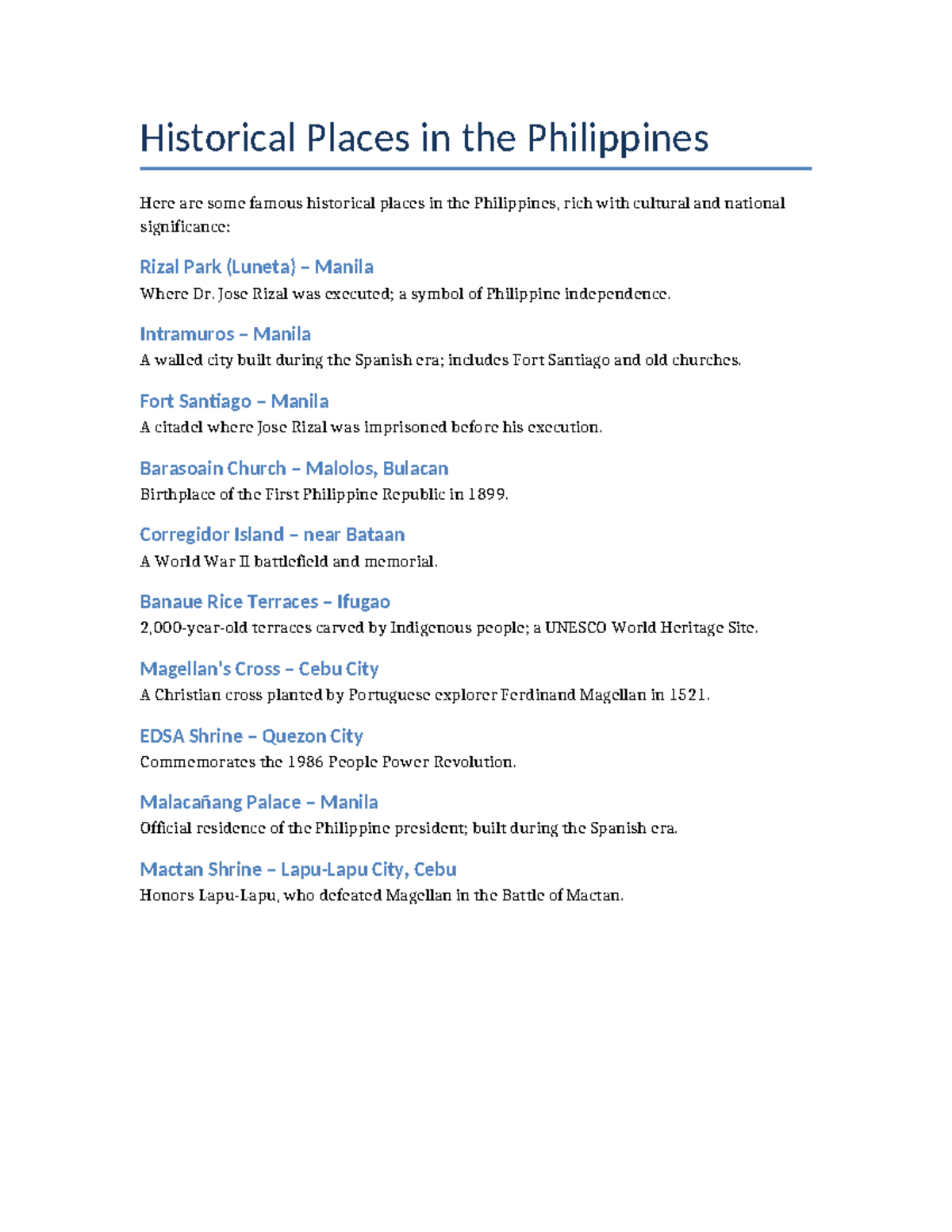 Historical Sites in the Philippines: Cultural Significance and Heritage ...