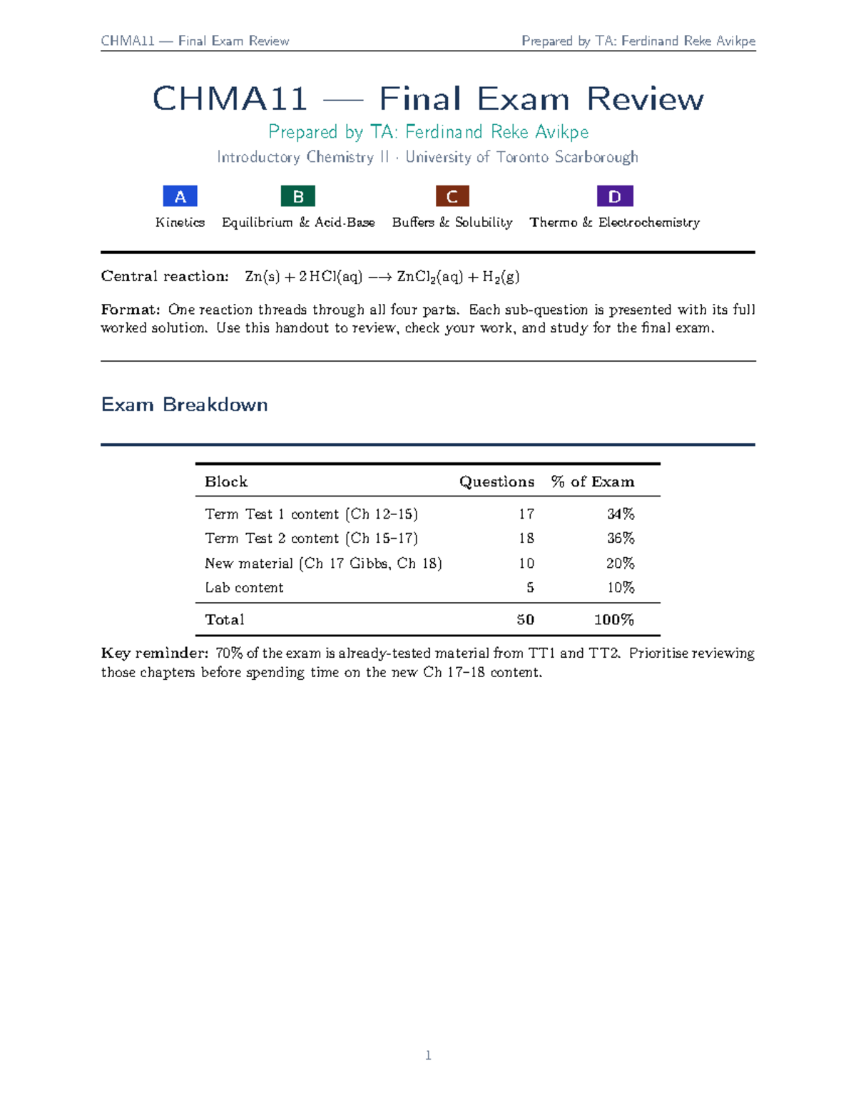 CHMA11 Final Exam Review Guide - Introductory Chemistry II - Studocu