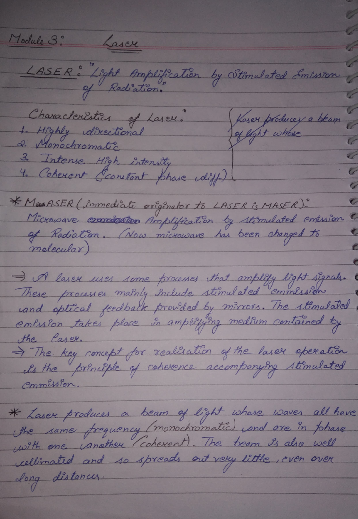 Physics Lecture Notes: Key Concepts on Lasers and Their Applications ...