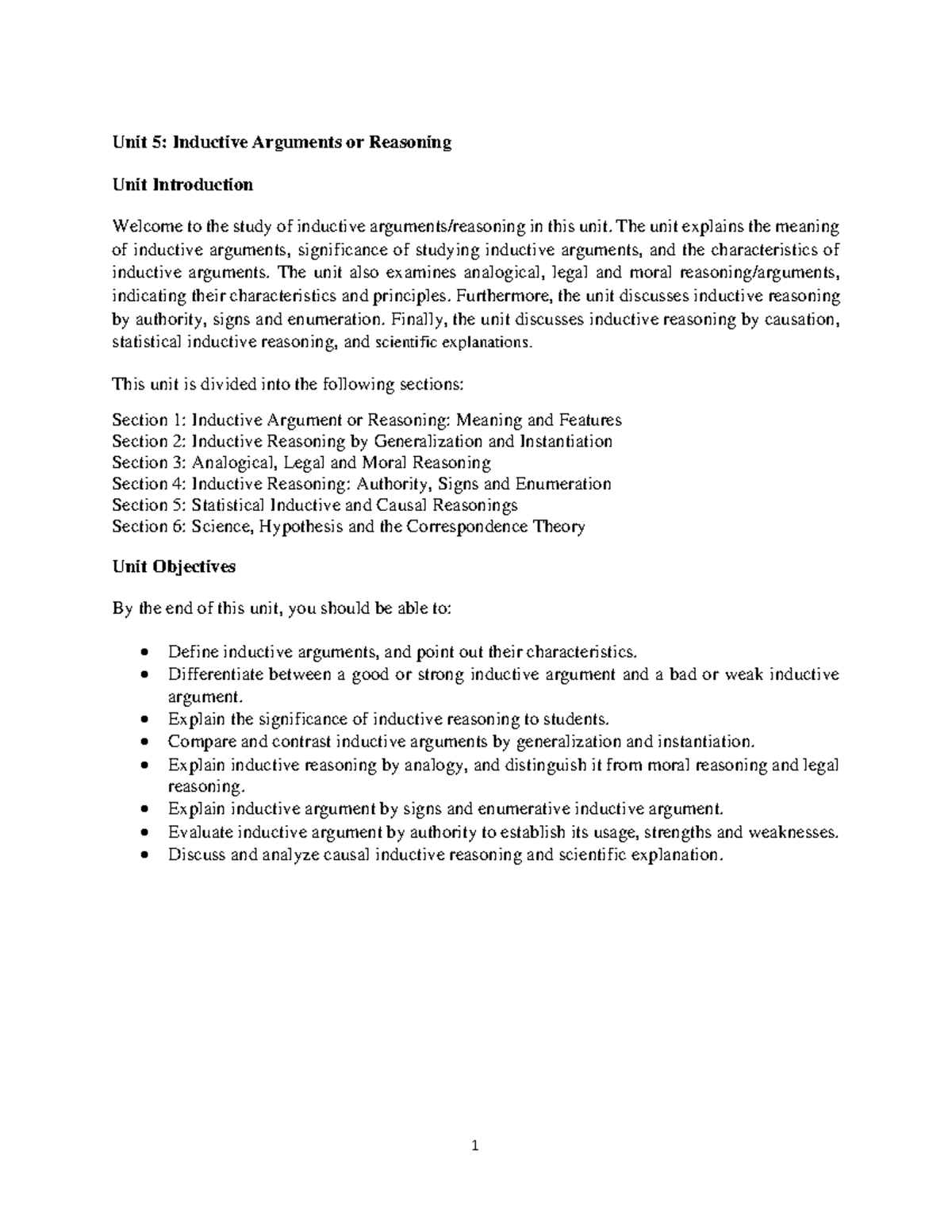 Unit 5: Inductive Arguments and Reasoning - Studocu
