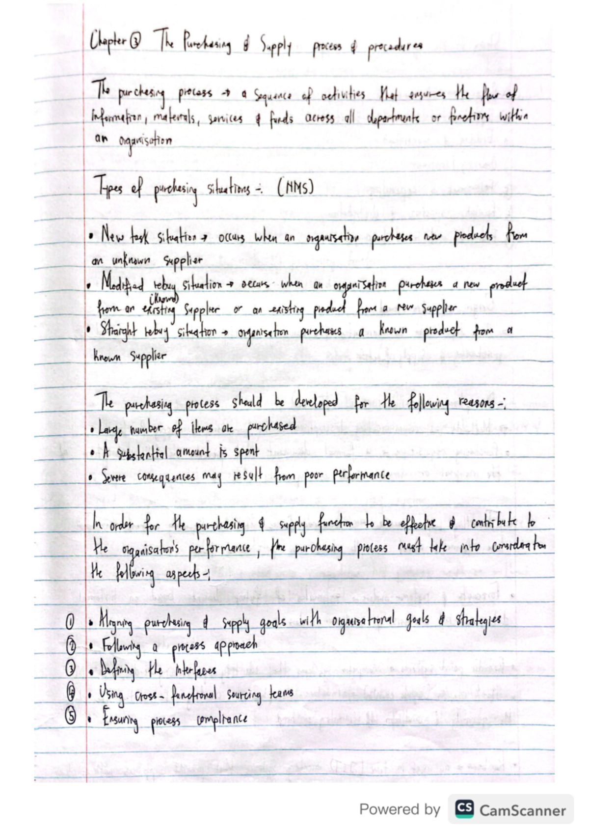 OBS 216 chapter 3 - notes - Chapter 3 The Purchasing Supply process ...