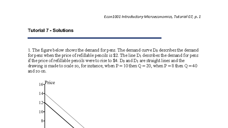 Econ1001 Tutorial 07 Solutions: Demand Elasticity Analysis - Studocu