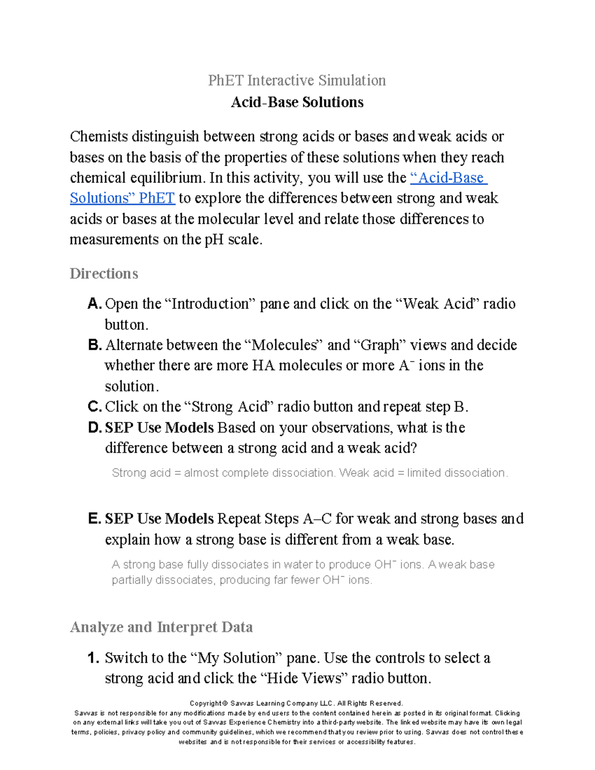 Acid-Base Solutions: Exploring Strong vs. Weak Acids & Bases - Studocu