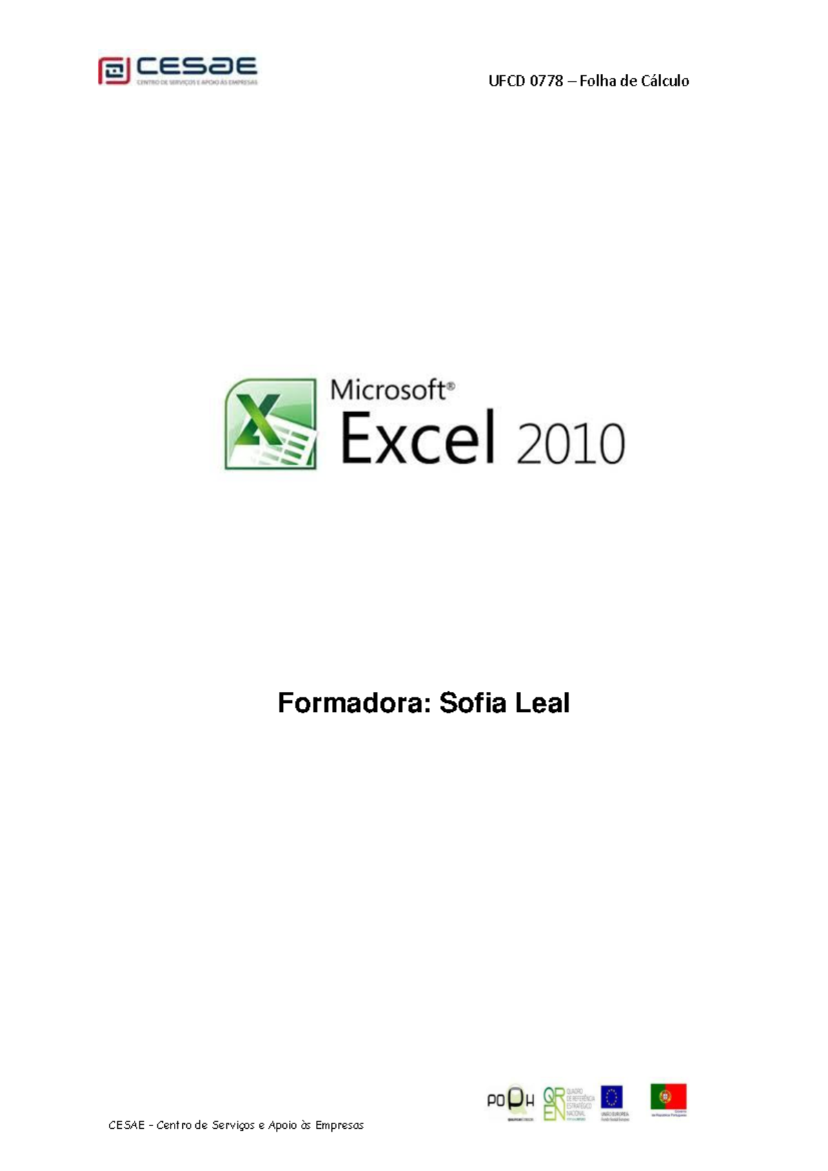 Manual da UFCD 0778 - Introdução ao Microsoft Excel e Suas Funcionalidades - Document Preview