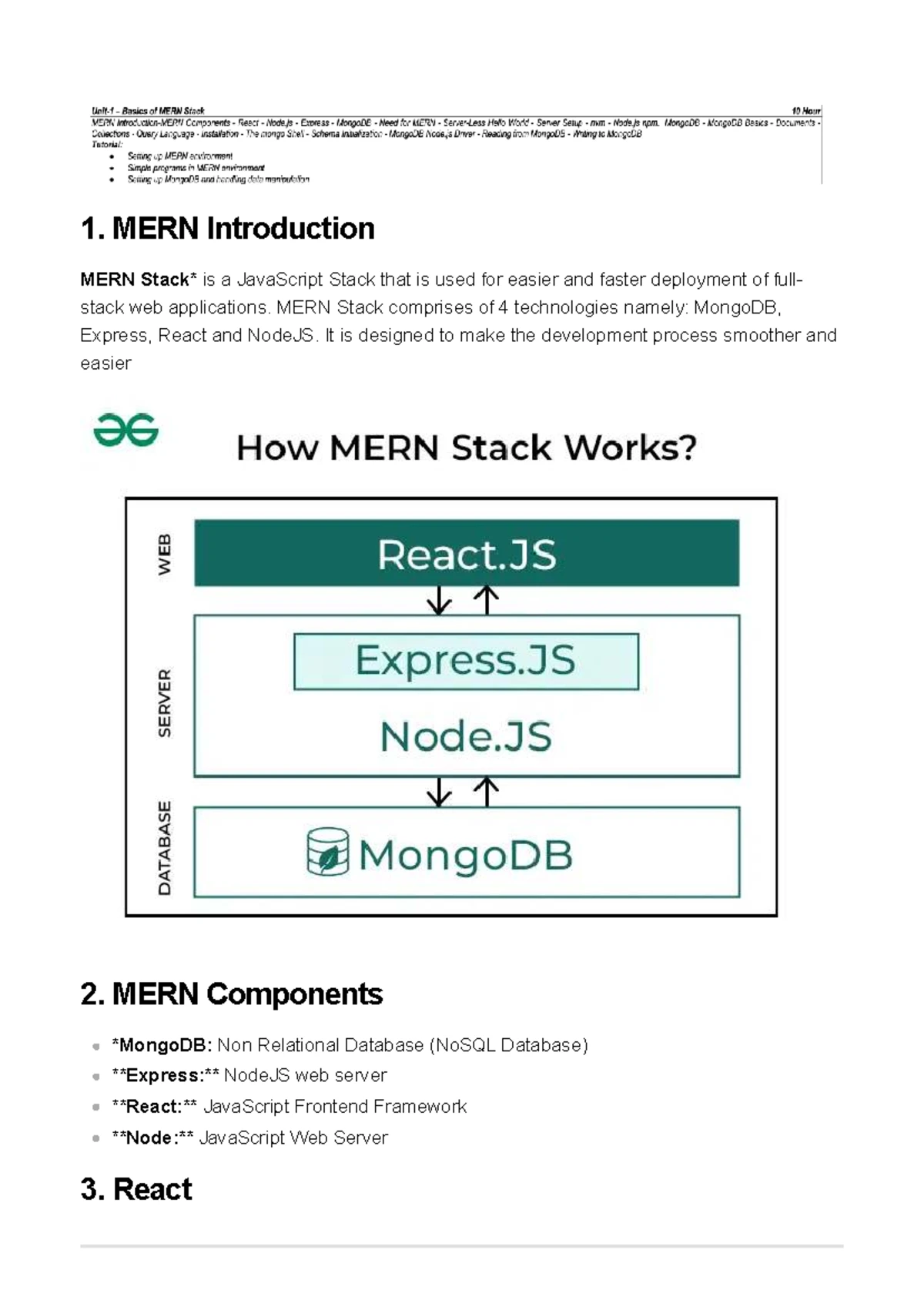 Quick ReactJS Summary: Features, Components, and Hooks - CS101 - Studocu