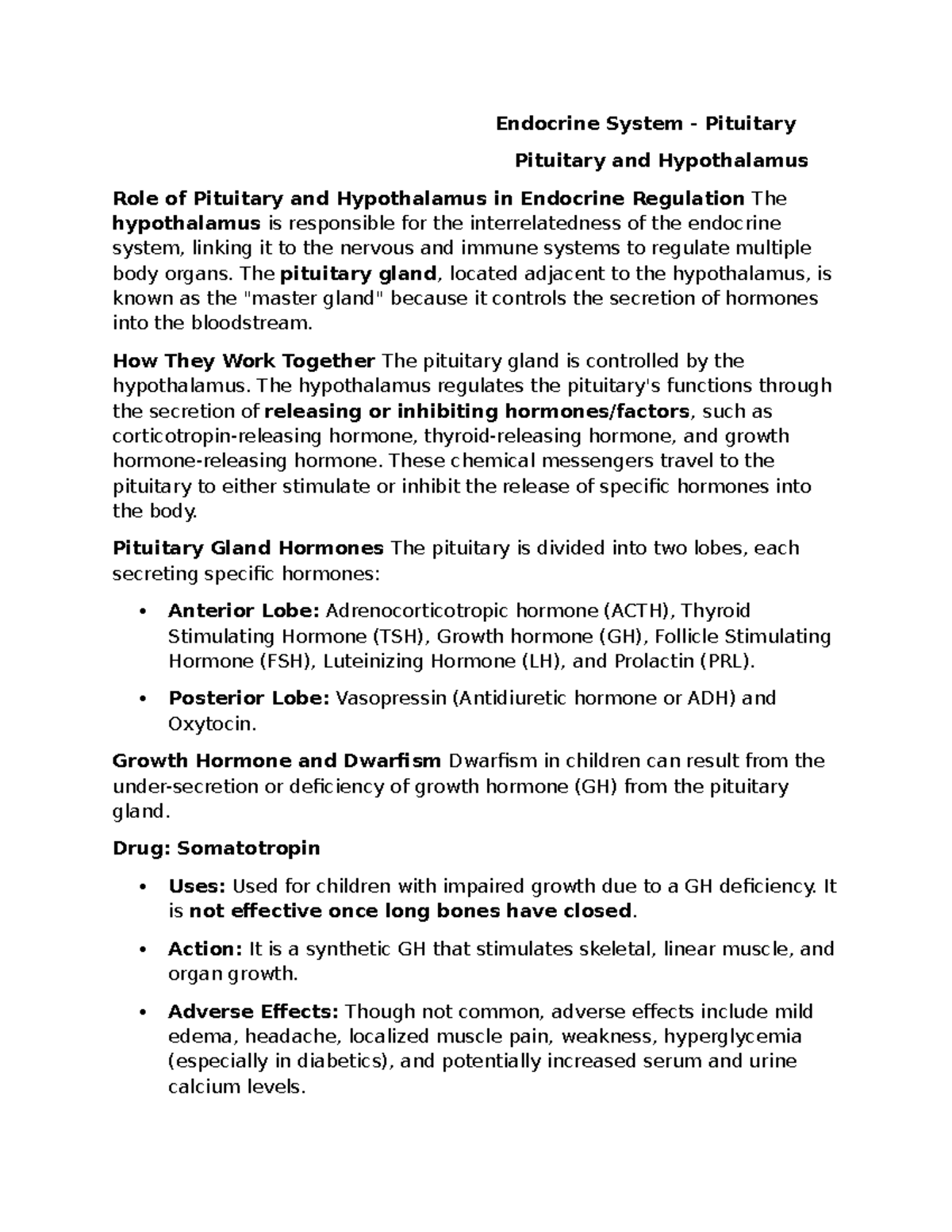 Patho 2: Endocrine System Overview and Disorders Study Guide for Exam 4 ...