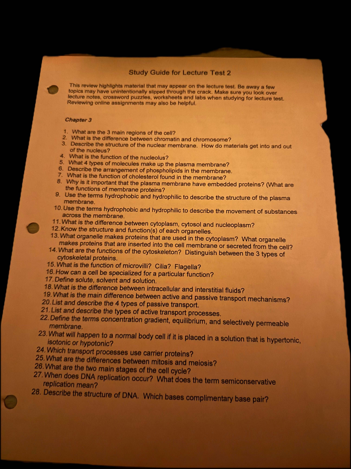 Study Guide for Lecture Test 2 - Cell Biology - Studocu