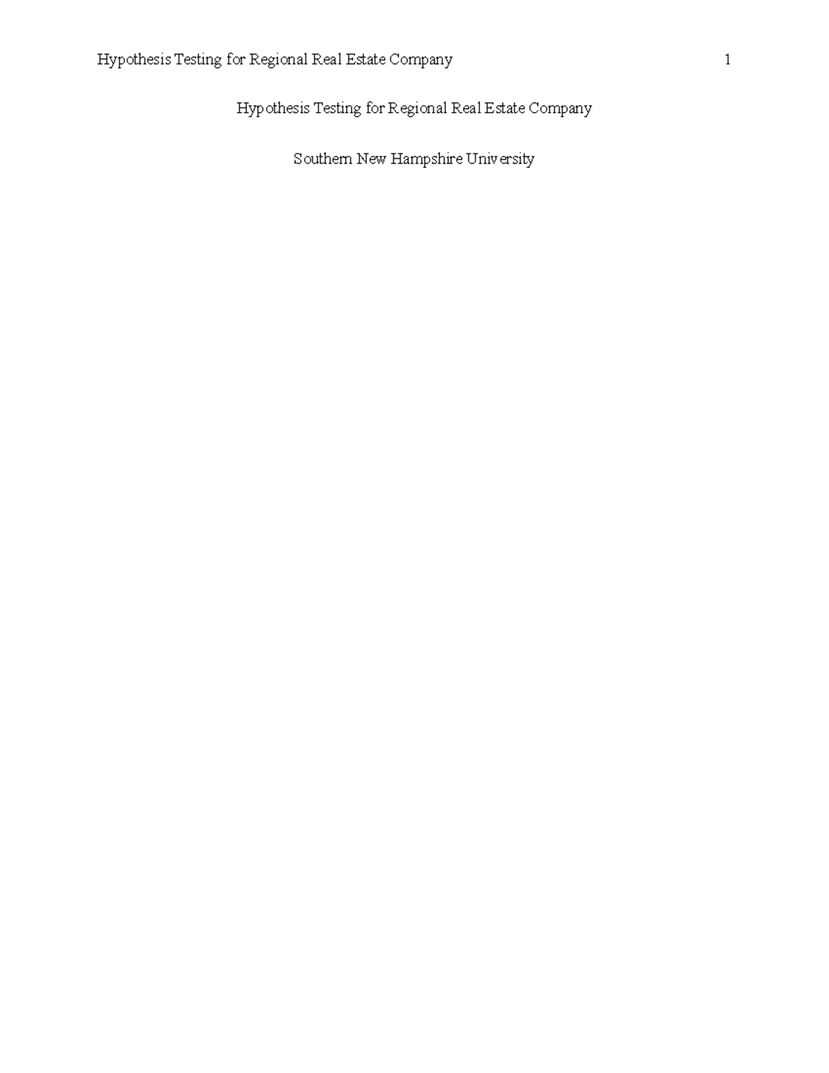 Mat 240 Module 5 Hypothesis Testing For Pacific Real Estate Studocu