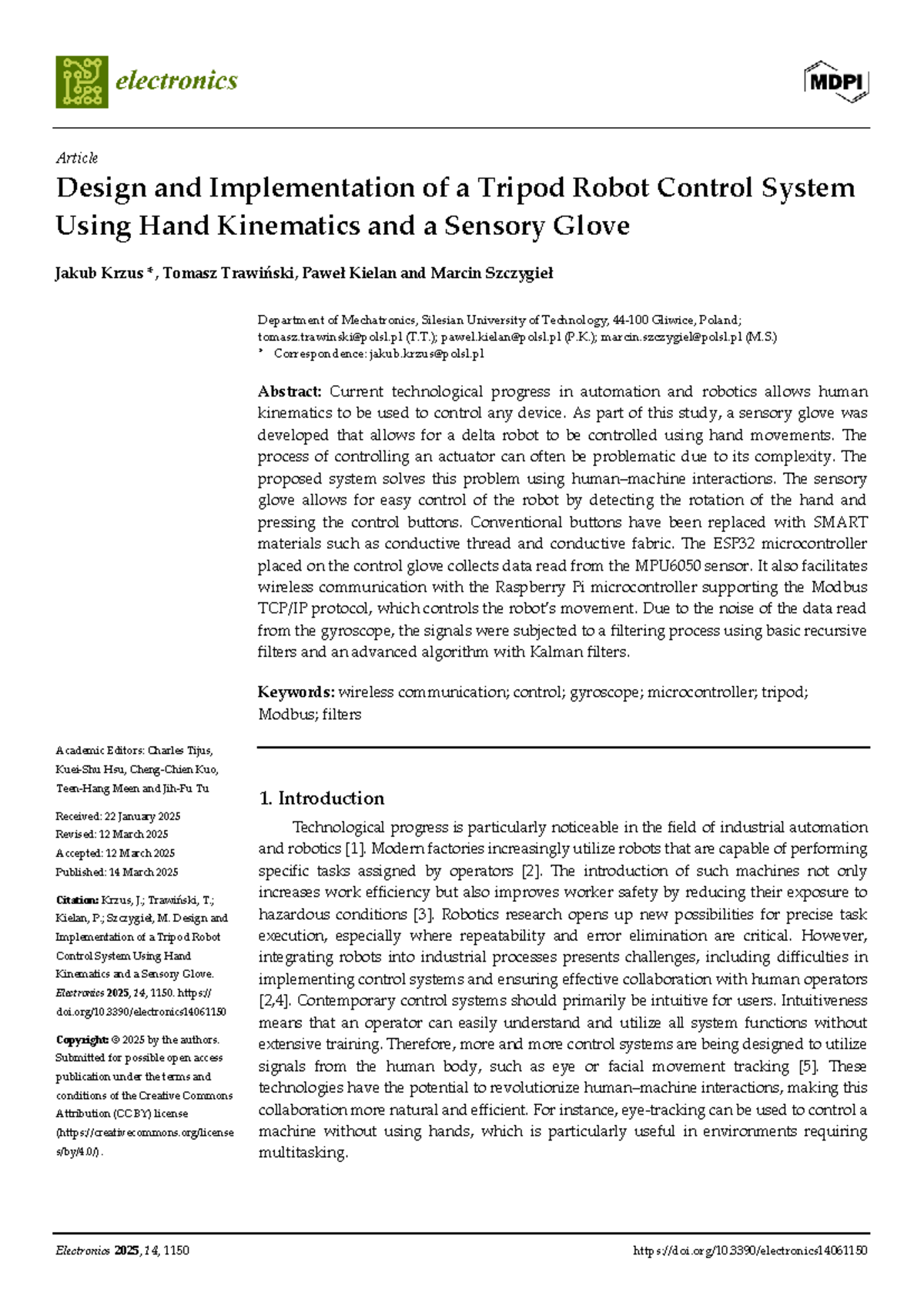 Design and Implementation of Delta Robot Control System (Electronics-14 ...