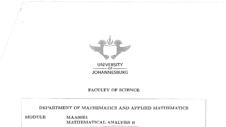 MAA00B1 SEMESTER TEST 1 MEMO - 2025 - Studocu