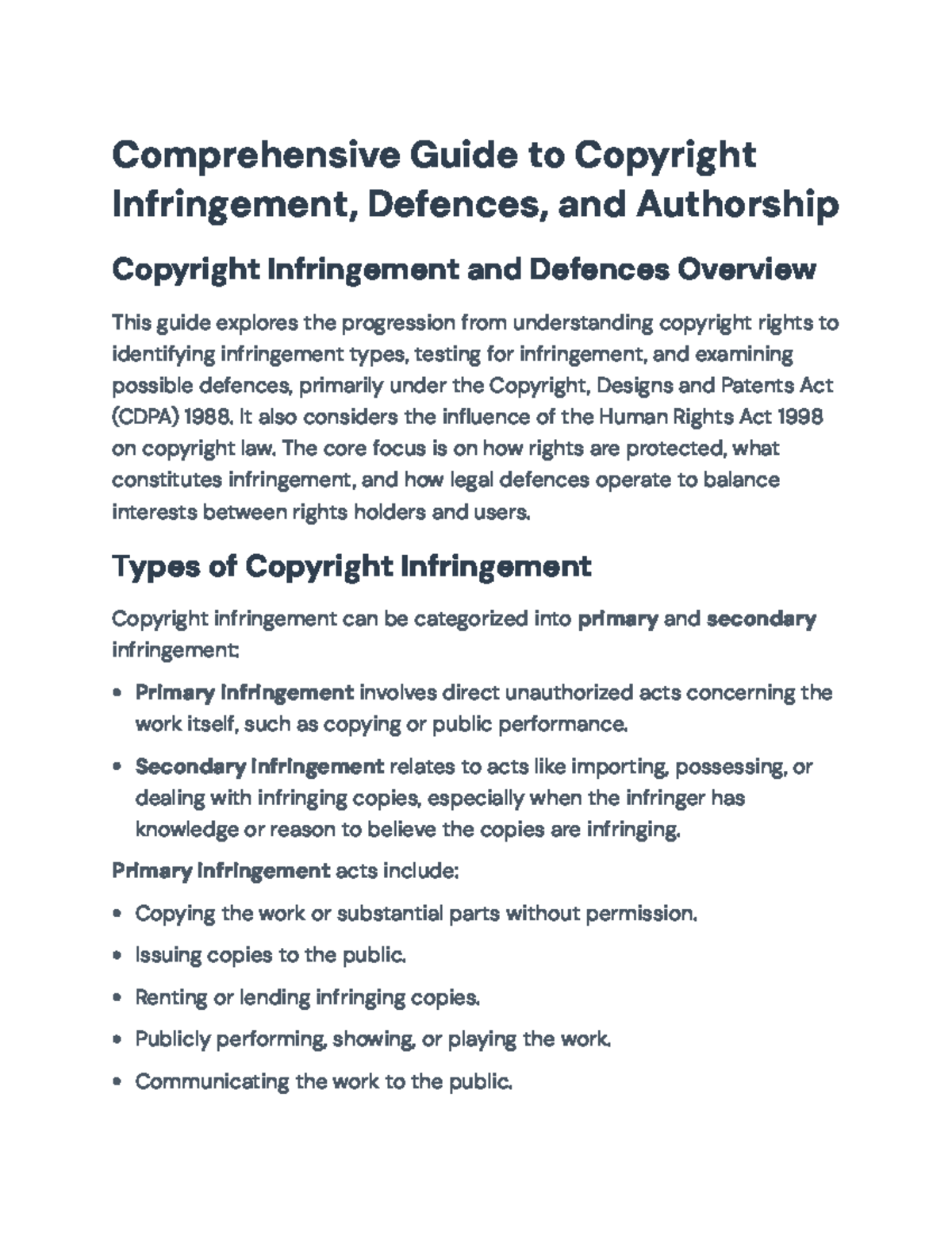 Comprehensive Guide to Copyright Law: Infringement & Defenses (CDPA ...