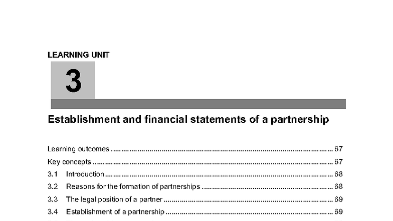 Partnership Formation & Financial Statements - Study Unit 3 - Studocu