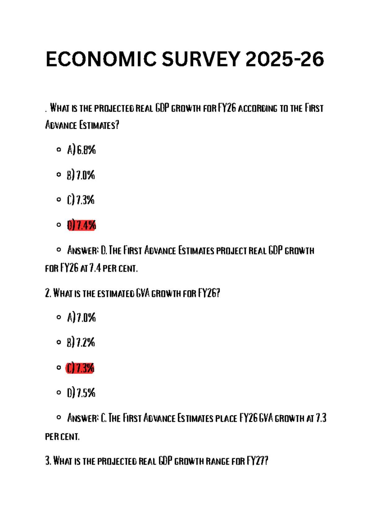 Economic Survey - GE Public Finance in India Practice Work - Studocu