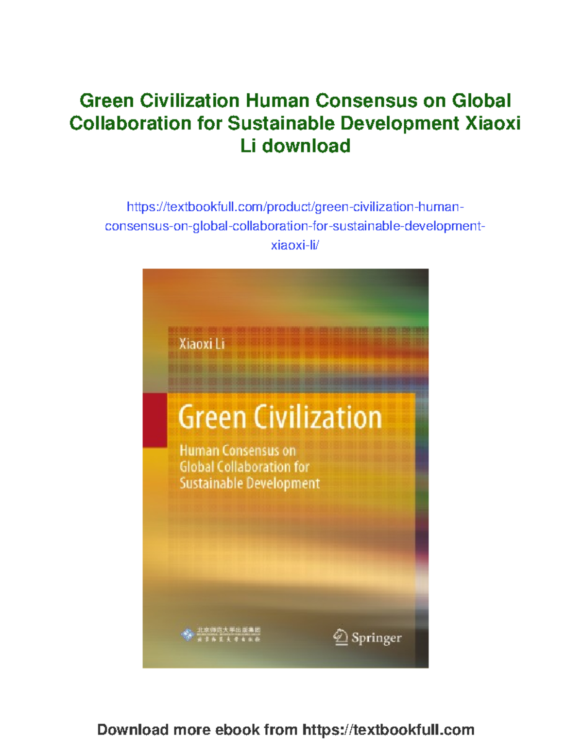 Green Civilization: Human Consensus on Global Collaboration for ...