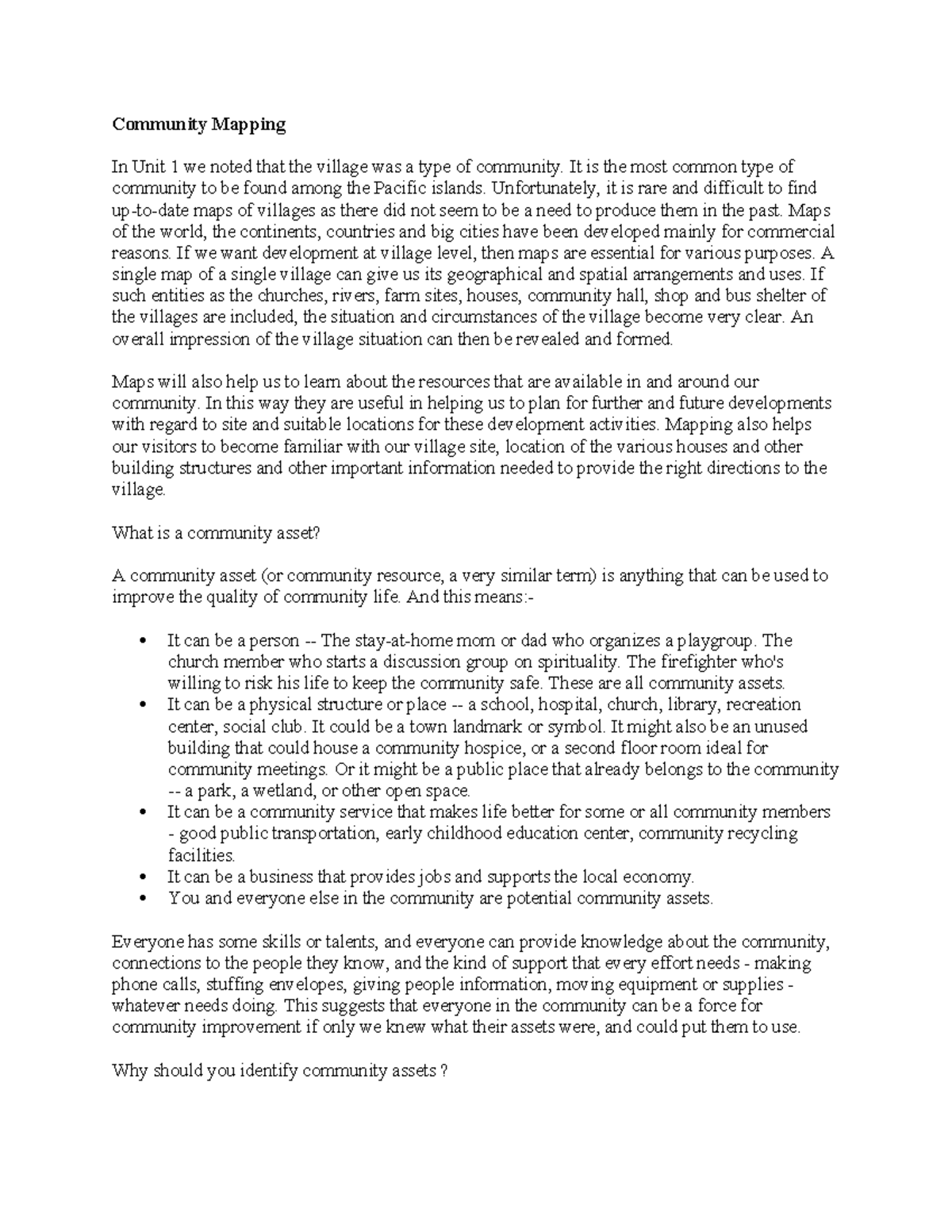 Community Mapping: Understanding Assets and Social Structures in ...