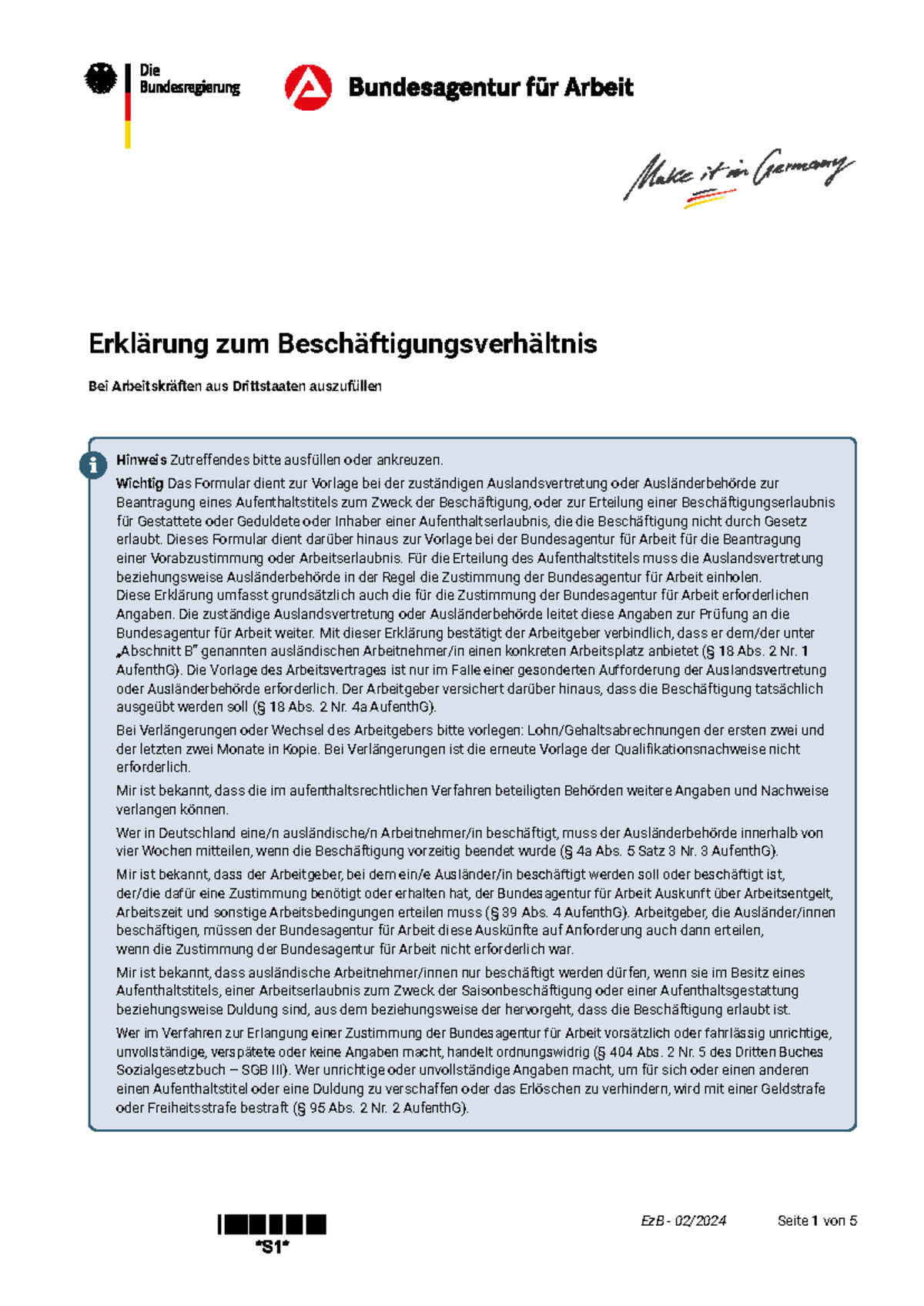 erklärung zum beschäftigungsverhältnis bundesagentur für arbeit pdf