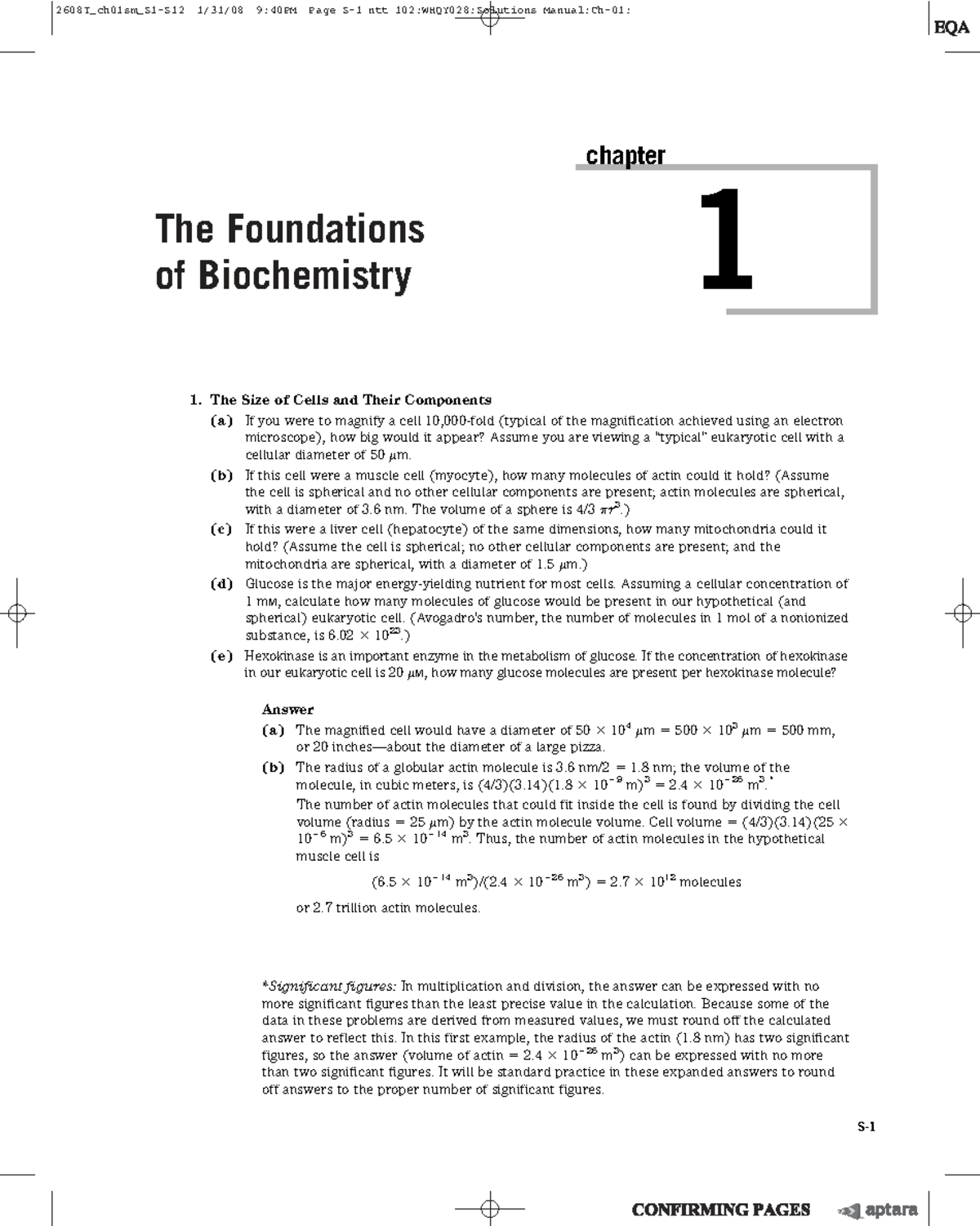 Solutions for WHQY028: Chapter 1 - The Foundations of Biochemistry ...