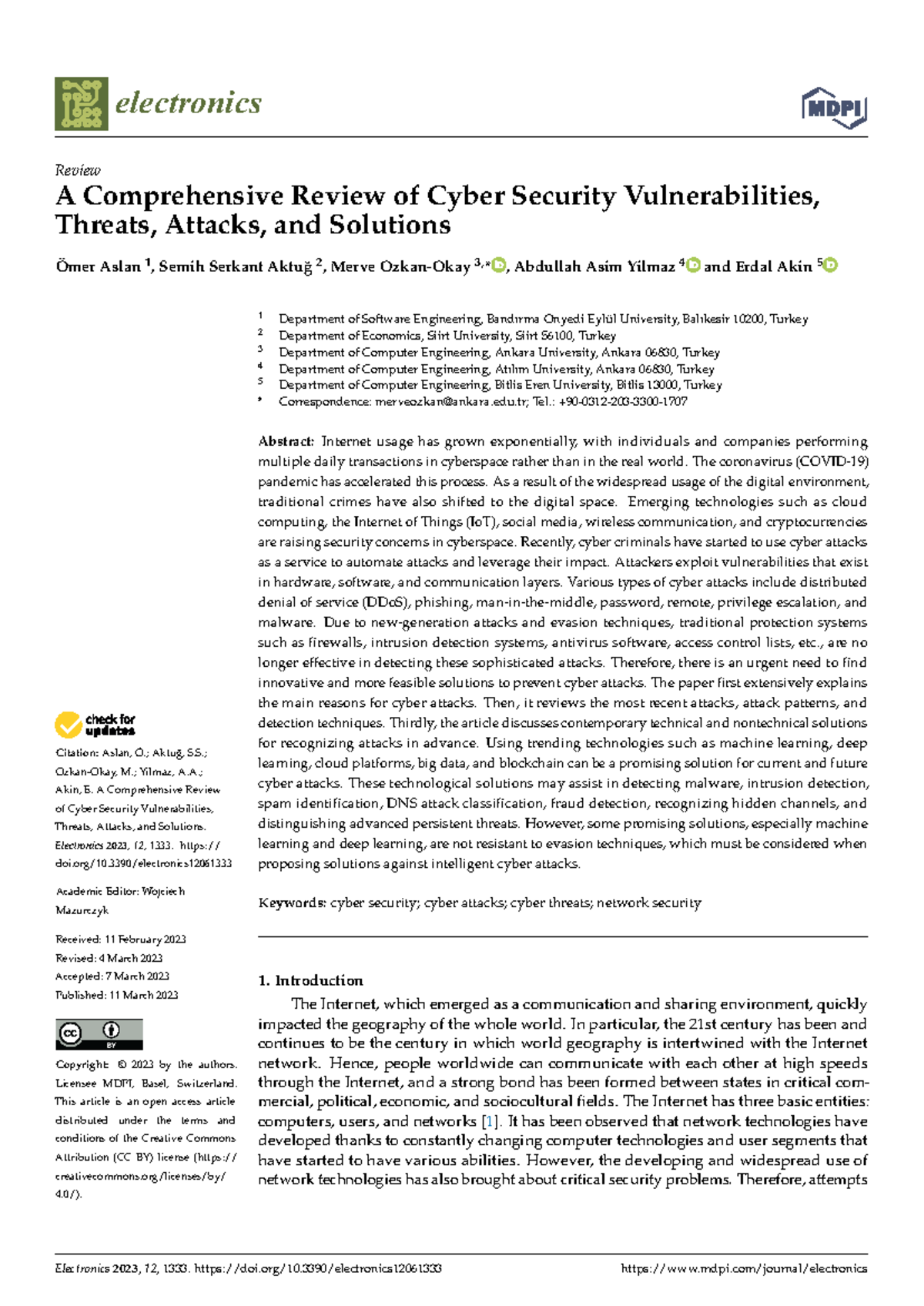 Electronics-12-Cyber Security Vulnerabilities & Solutions Review - Studocu