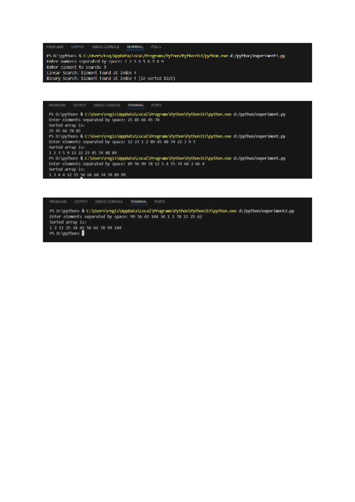 DAA Experiments Practice: Output Debugging & Search Methods - Studocu