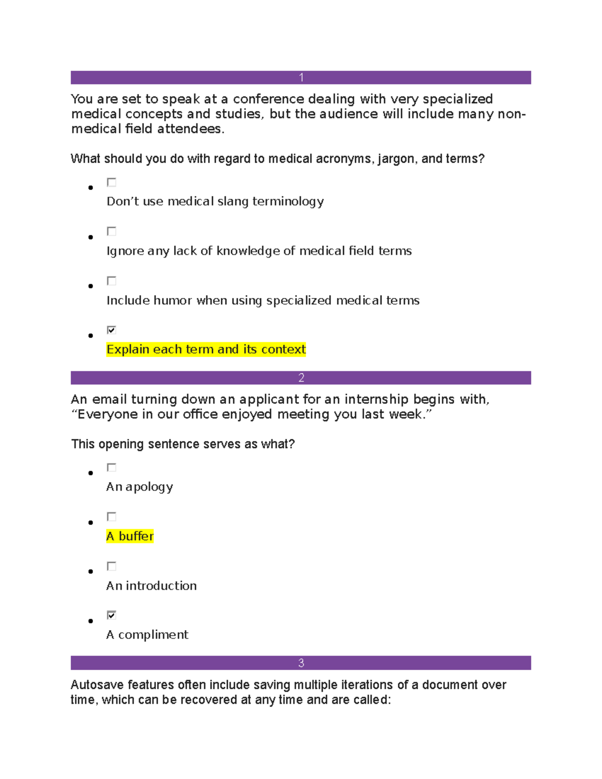 Business Communication Unit 5 Milestone Practice Questions - Studocu