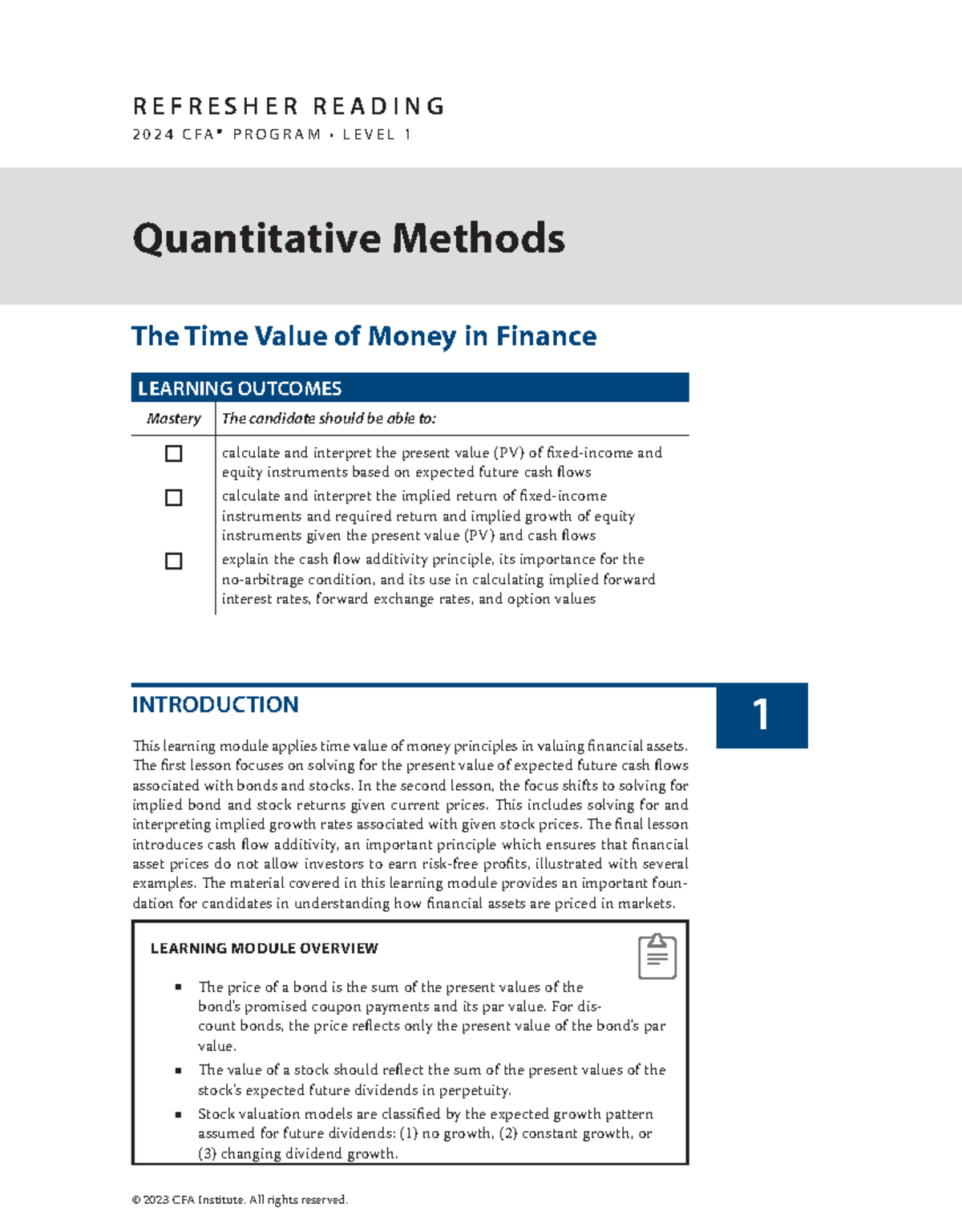 CFA Time Value of Money - Lecture material - The Time Value of Money in ...