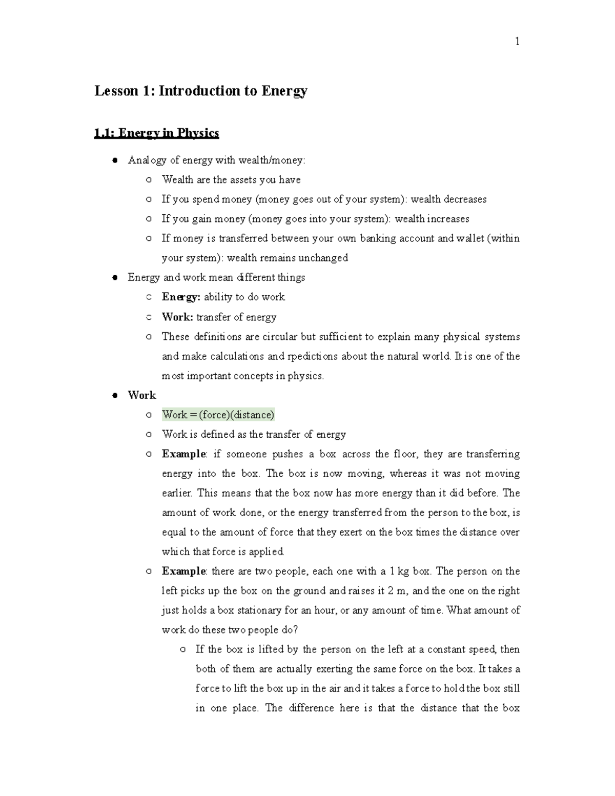 PHYS 273 Lecture 1: Introduction to Energy and Its Types - Studocu