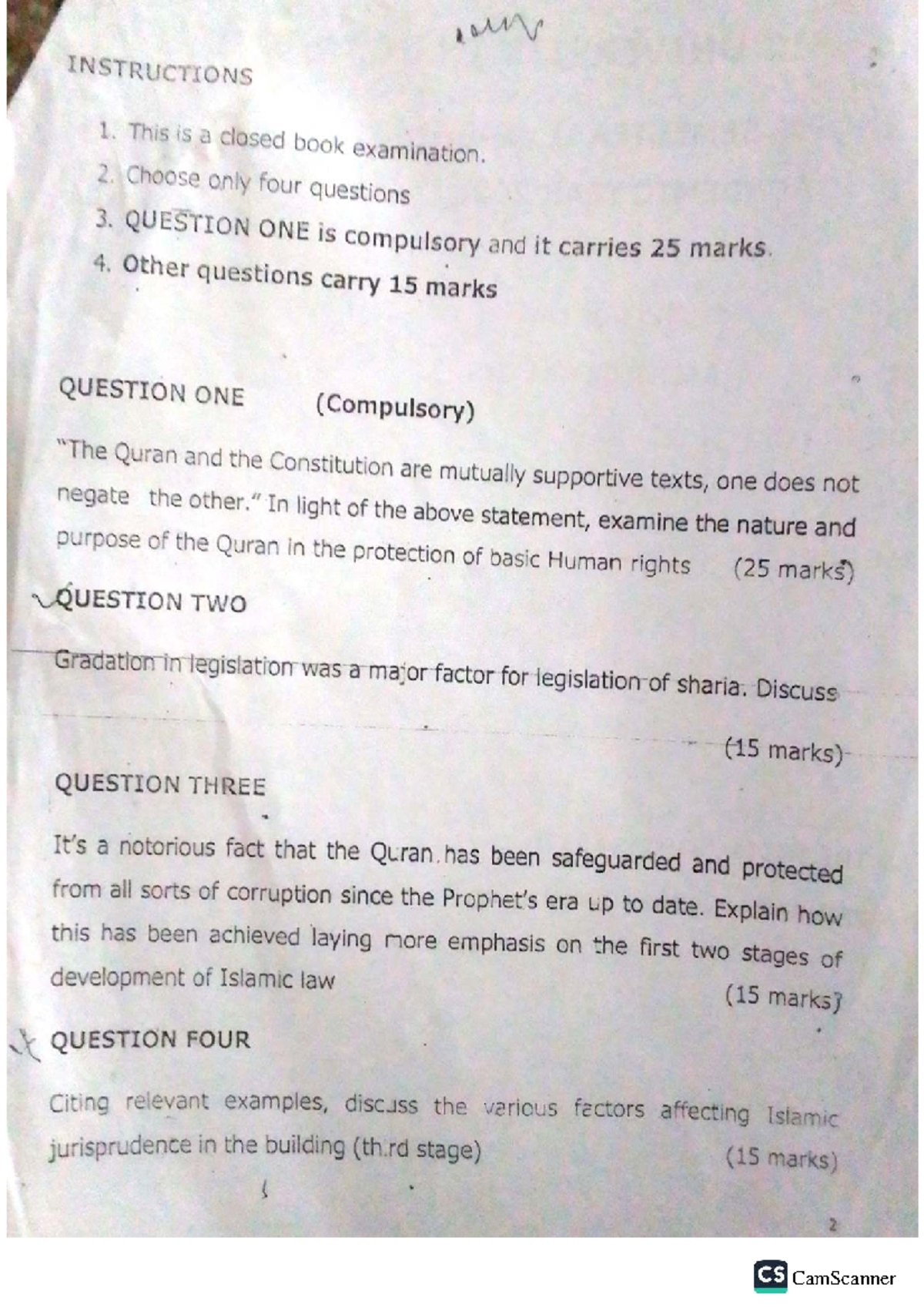 LAW 1201: Final Exam Instructions and Questions on Human Rights and ...