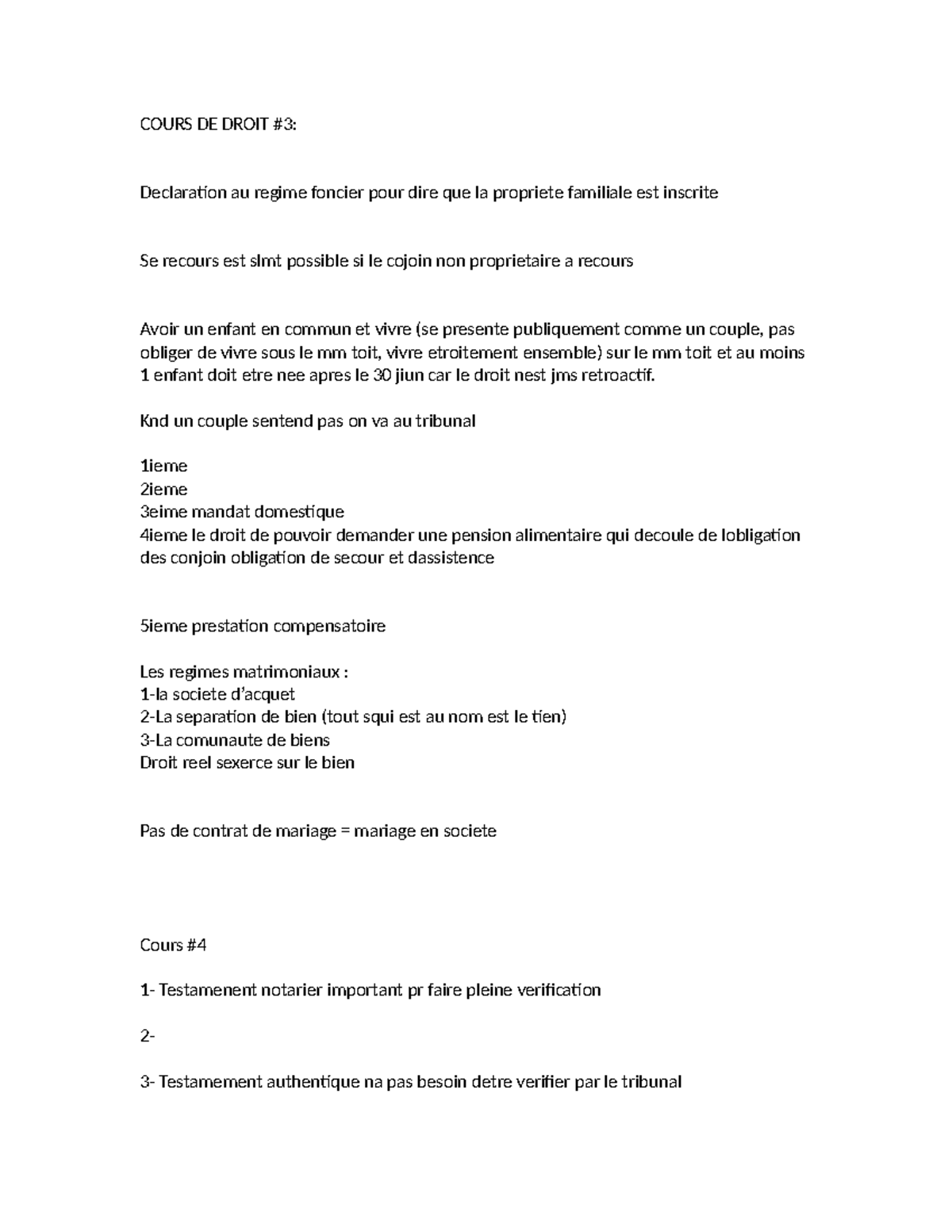 COURS DE DROIT: Déclaration au Régime Foncier et Propriété Familiale ...