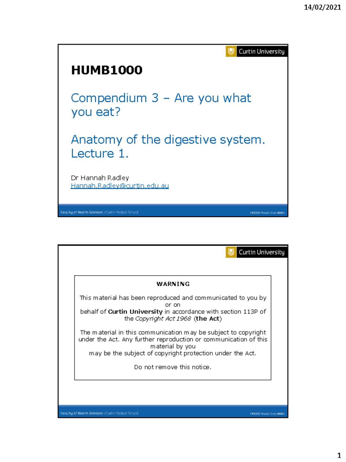Comp 3: Lecture 1 - Anatomy of the Digestive System Overview - Studocu