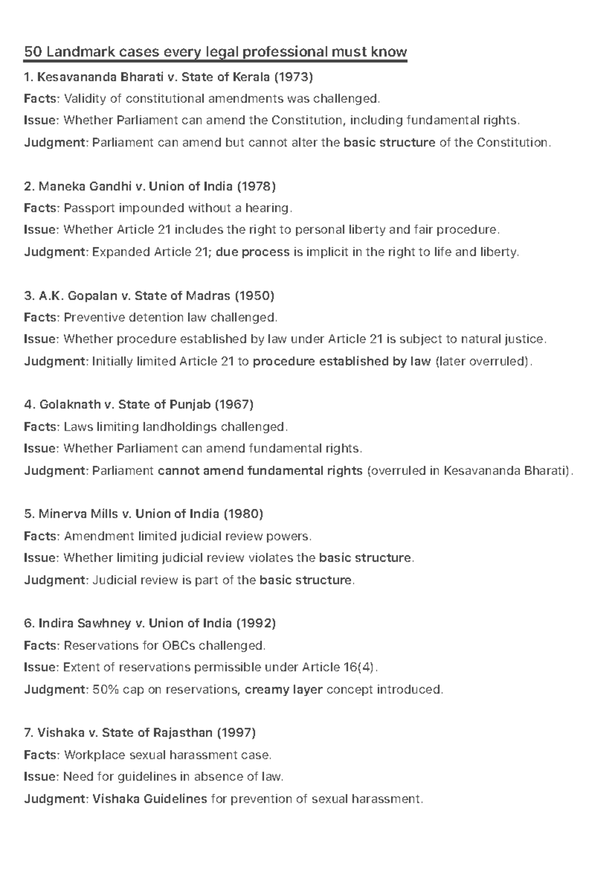 50 Landmark Legal Cases Every Professional Should Know - Studocu