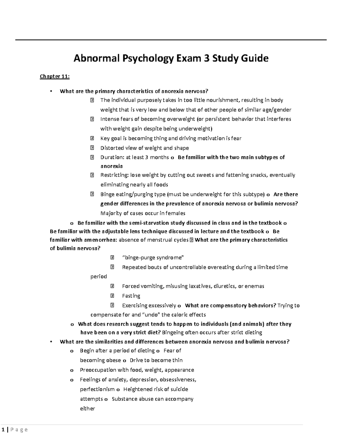 Abnormal Psychology Exam 3 Study Guide: Key Concepts & Characteristics ...