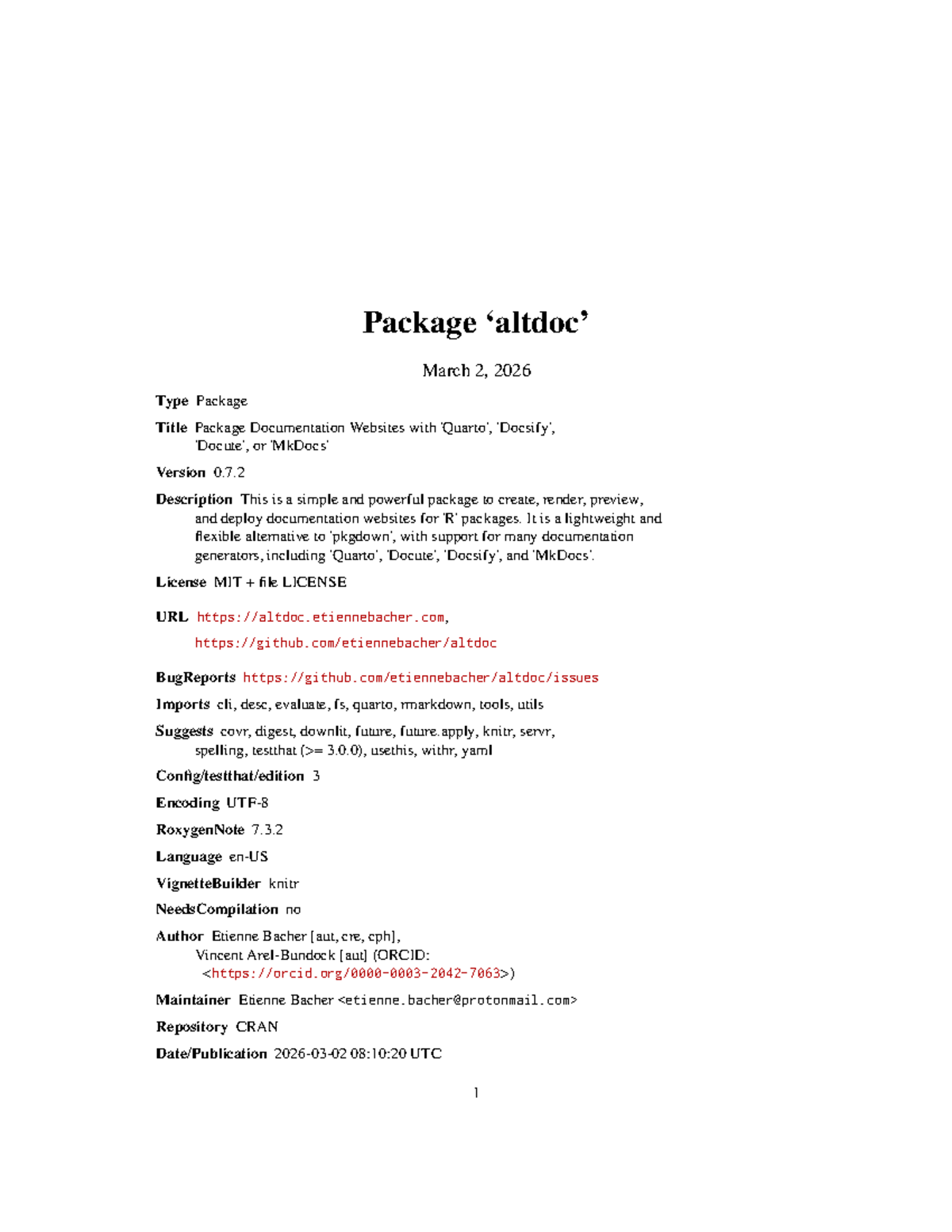 Altdoc Package Documentation for R Development (Version 0.7.2) - Studocu