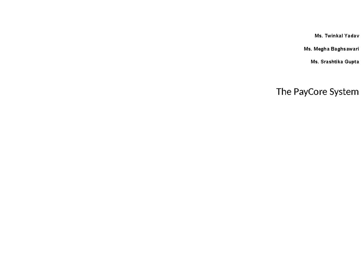 PayCore Management System Overview and Development Guide - Studocu