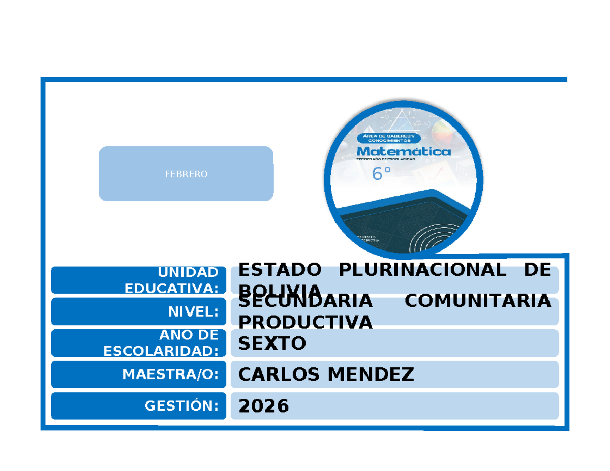 PDC MAT 6TO SEC - Desarrollo Curricular Febrero 2026 - Studocu