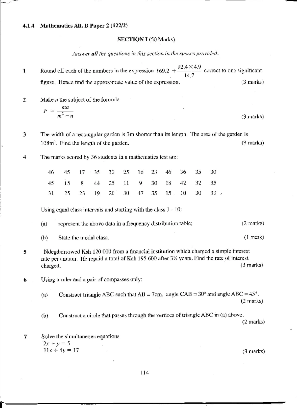 2015 KCSE Mathematics ALT A Paper 2 Exam Questions and Solutions - Studocu