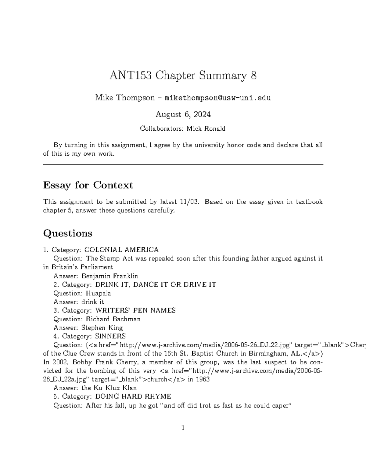 ANT153 Chapter 8 Summary & Key Questions - Studocu