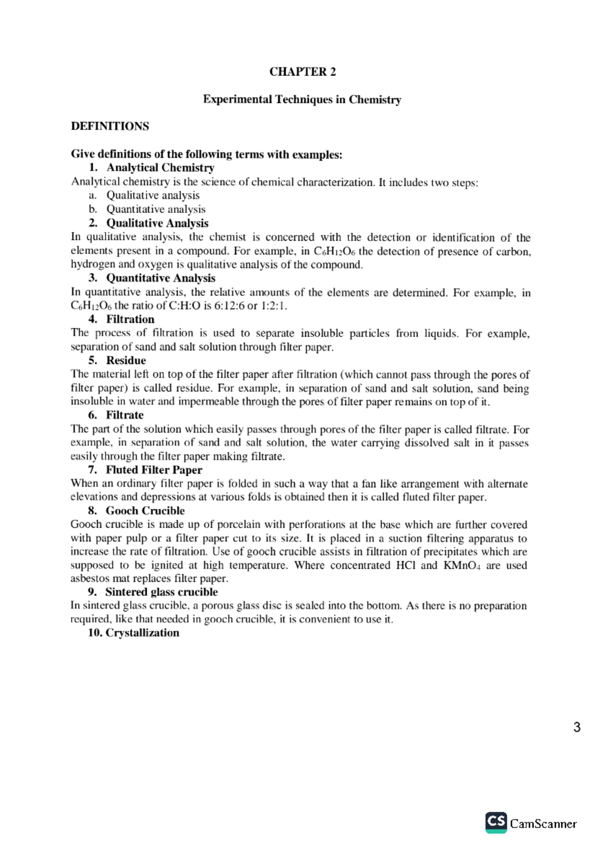 CHAPTER 2: Definitions of Experimental Techniques in Chemistry (CHEM 2 ...