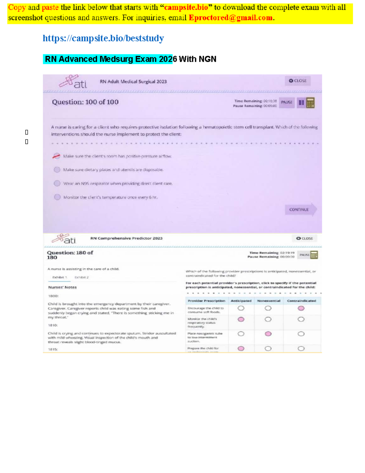 RN Advanced Medsurg Proctored Exam 2026 with NGN Review Notes - Studocu
