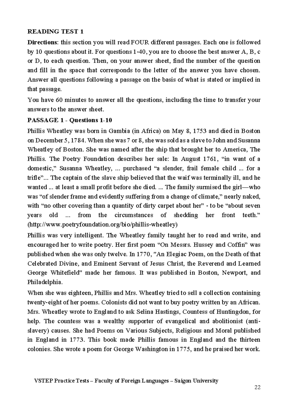 VSTEP Reading TEST Practice - Faculty of Foreign Languages Insights ...
